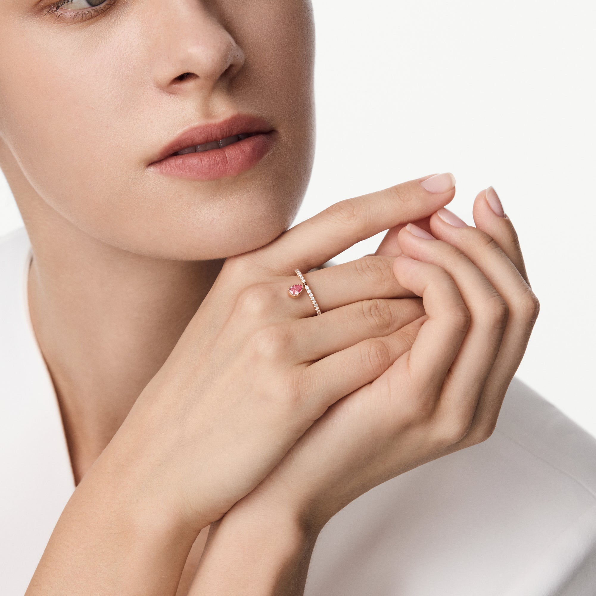 Genevieve Pavé Ring Peony Pink