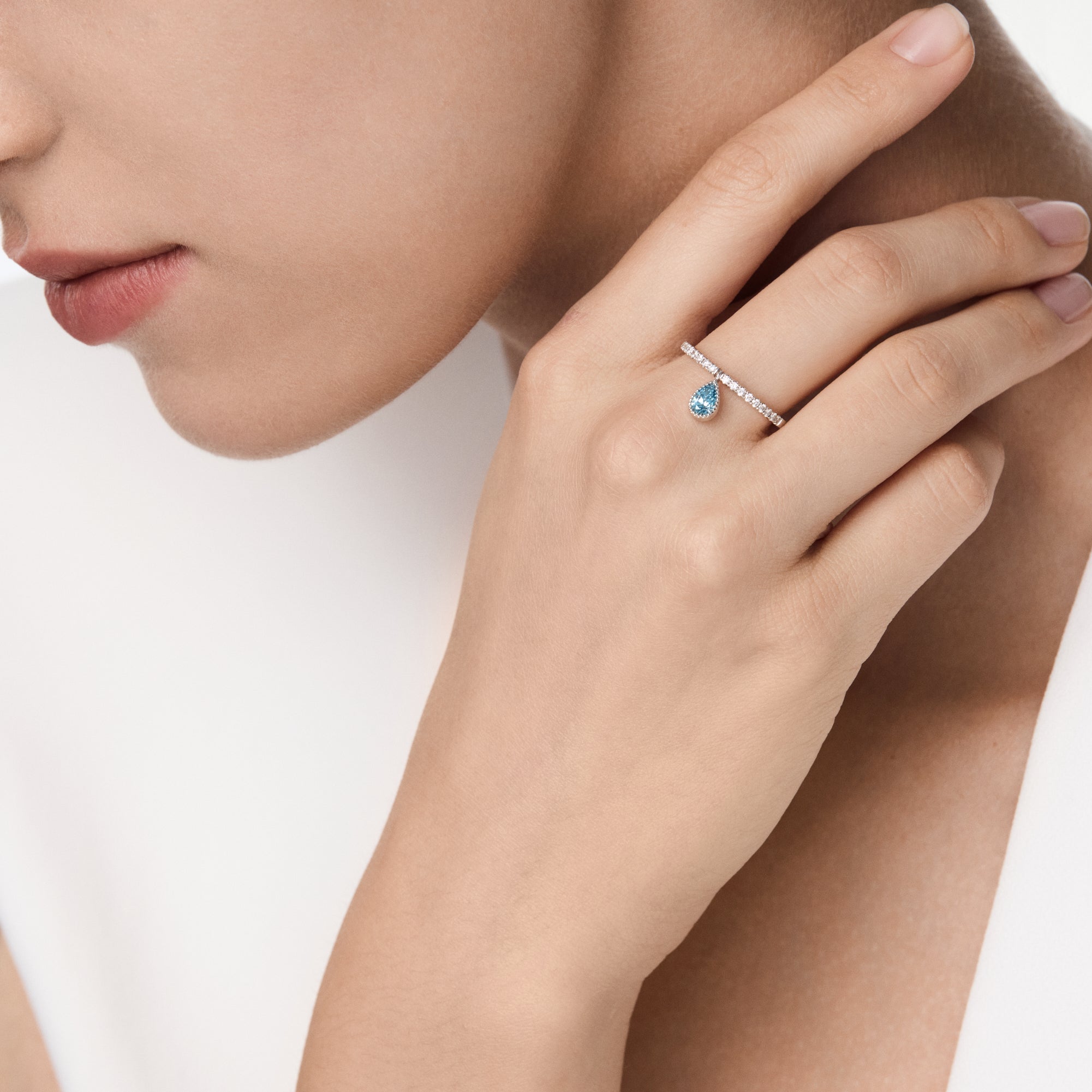 Genevieve Pavé Ring Glacier White