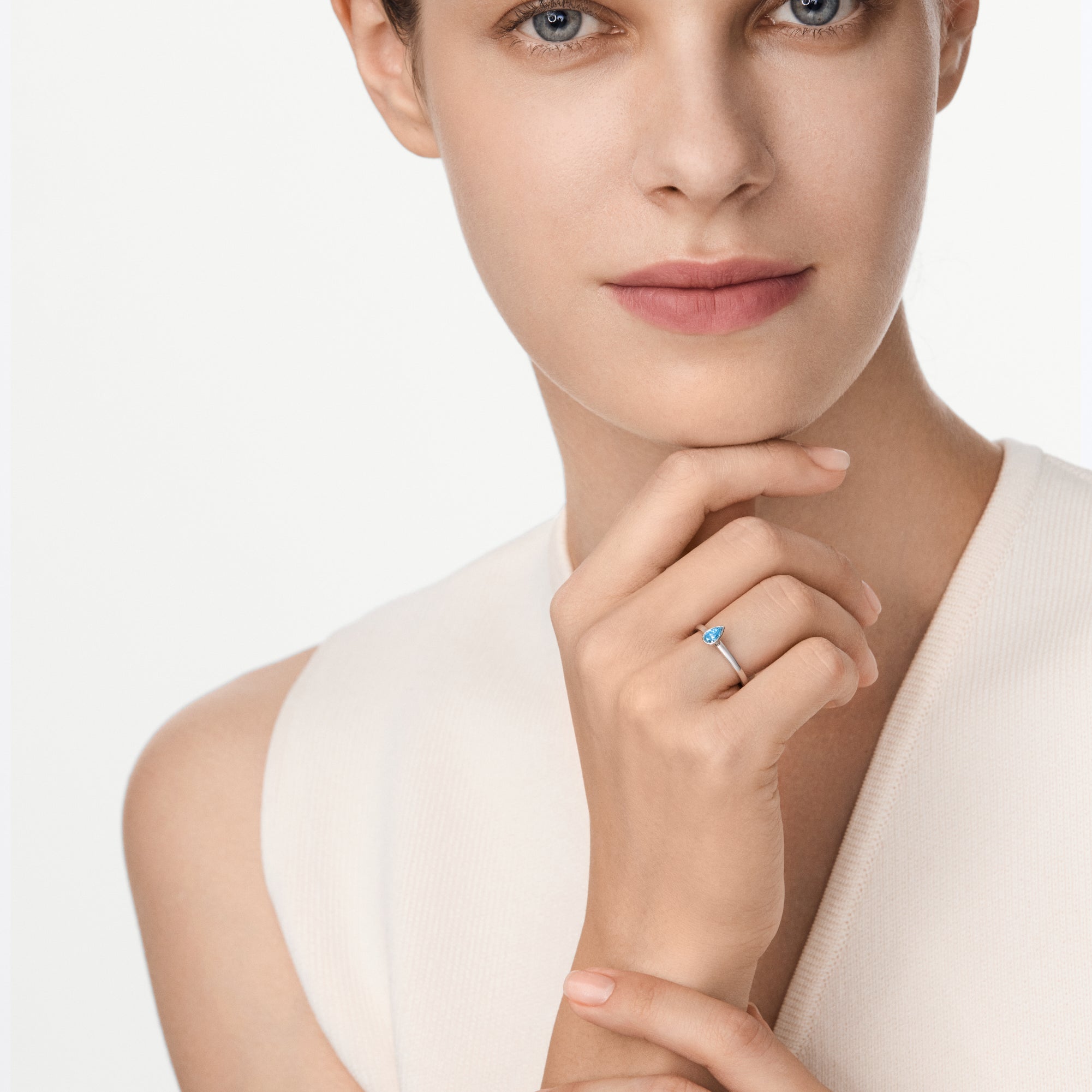 Audrey Solitaire Ring Glacier White