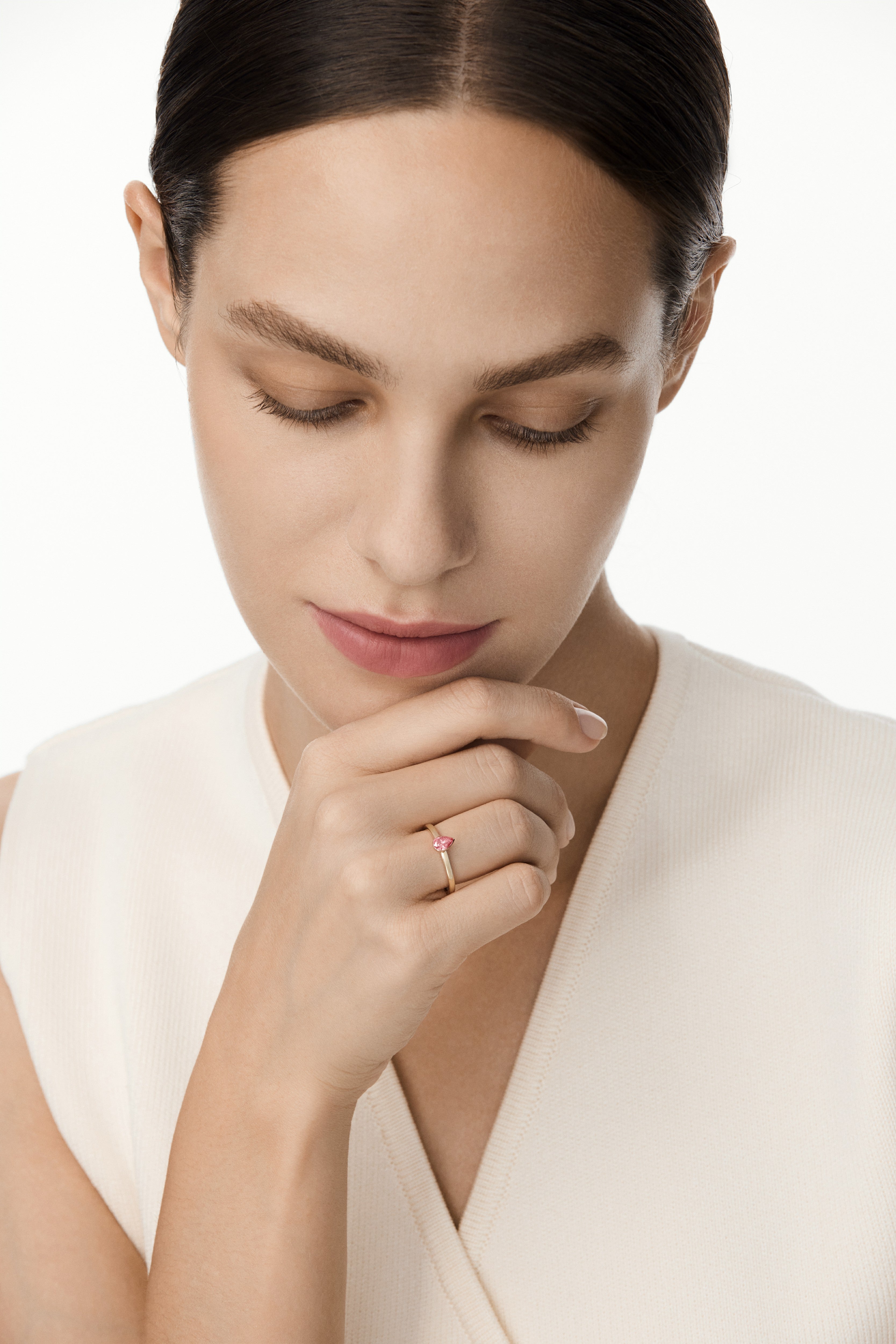 Audrey Solitaire Ring Peony Pink